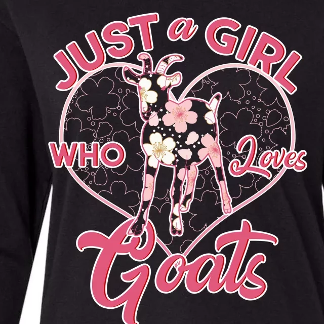 Just A Girl Who Loves Goats Womens Cotton Relaxed Long Sleeve T-Shirt