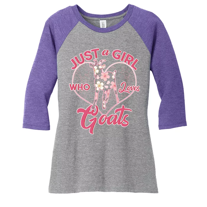 Just A Girl Who Loves Goats Women's Tri-Blend 3/4-Sleeve Raglan Shirt