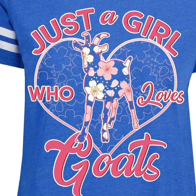 Just A Girl Who Loves Goats Enza Ladies Jersey Football T-Shirt