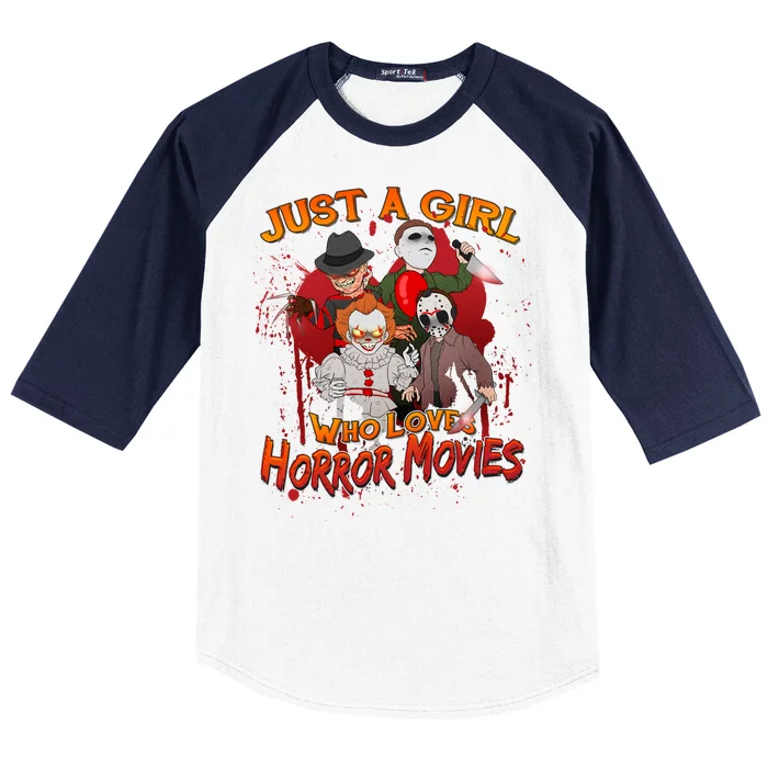 Just A Girl Who Loves Horror Movies Baseball Sleeve Shirt