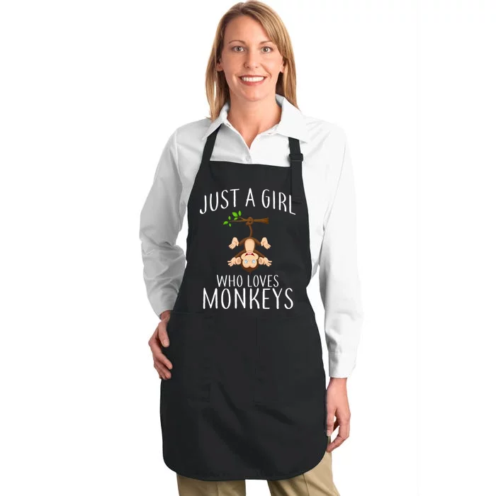 Just A Girl Who Loves Monkeys Full-Length Apron With Pocket