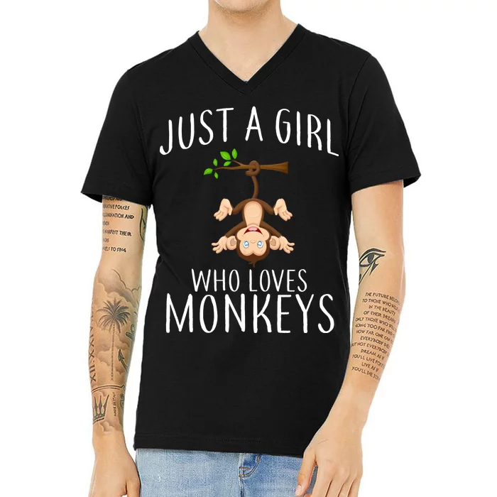 Just A Girl Who Loves Monkeys V-Neck T-Shirt