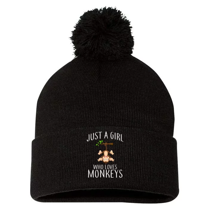 Just A Girl Who Loves Monkeys Pom Pom 12in Knit Beanie