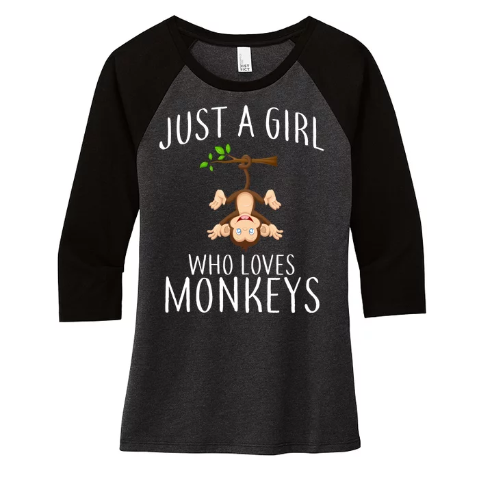 Just A Girl Who Loves Monkeys Women's Tri-Blend 3/4-Sleeve Raglan Shirt