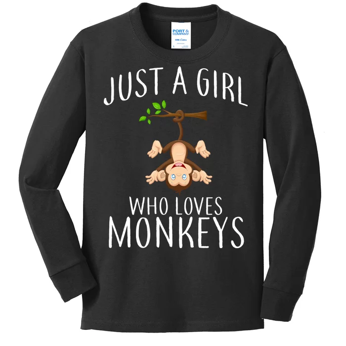 Just A Girl Who Loves Monkeys Kids Long Sleeve Shirt