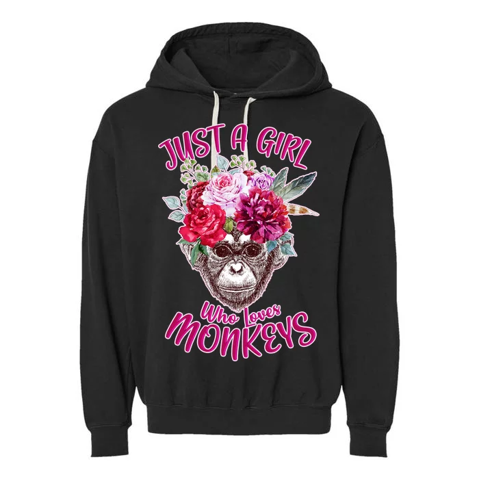 Just A Girl Who Loves Monkeys Cute Garment-Dyed Fleece Hoodie