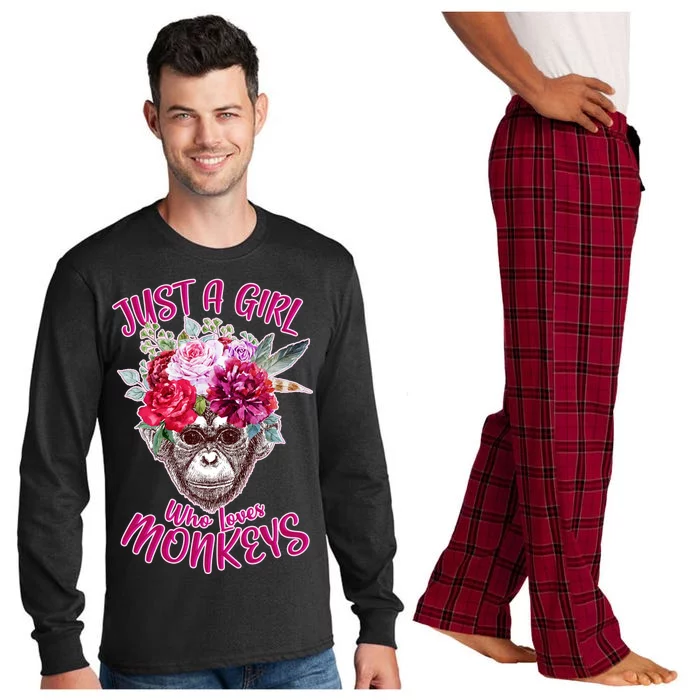 Just A Girl Who Loves Monkeys Cute Long Sleeve Pajama Set