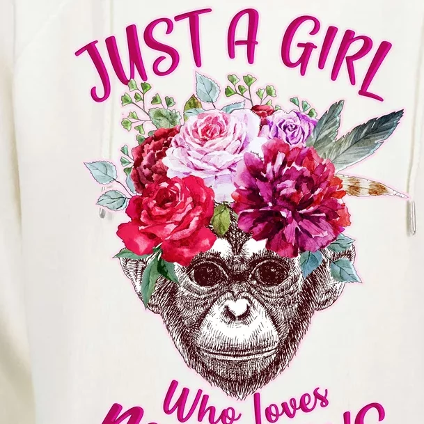 Just A Girl Who Loves Monkeys Cute Womens Funnel Neck Pullover Hood