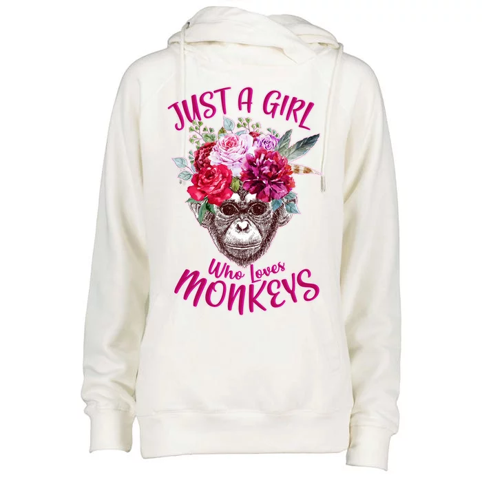 Just A Girl Who Loves Monkeys Cute Womens Funnel Neck Pullover Hood