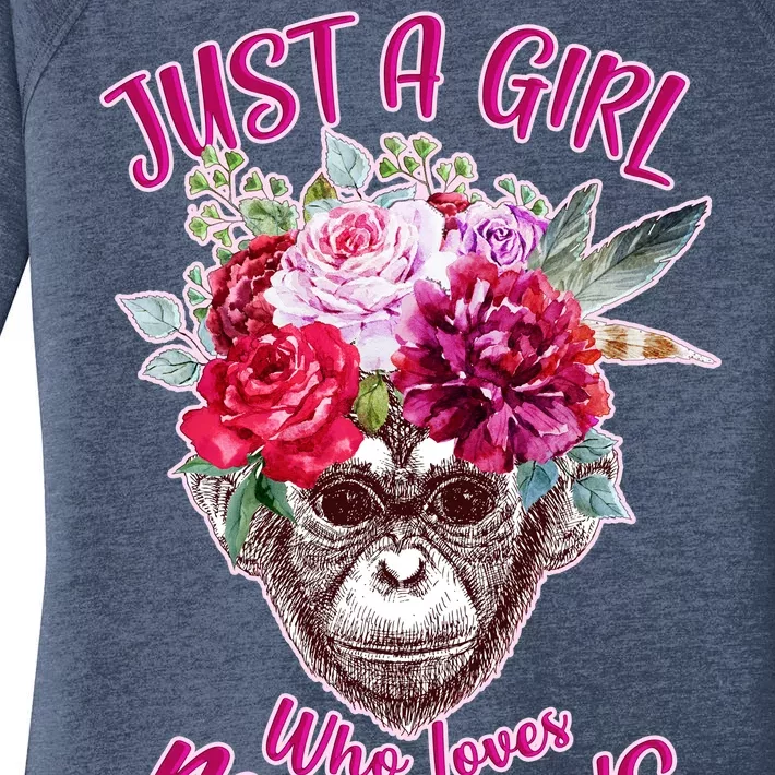 Just A Girl Who Loves Monkeys Cute Women's Perfect Tri Tunic Long Sleeve Shirt