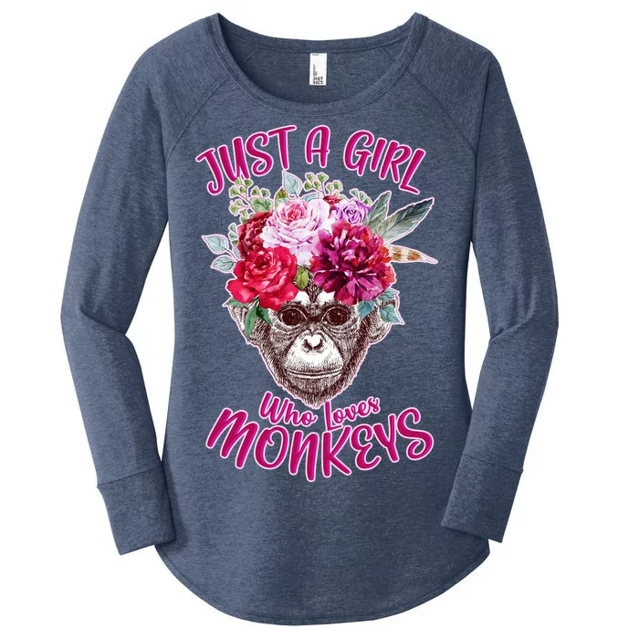 Just A Girl Who Loves Monkeys Cute Women's Perfect Tri Tunic Long Sleeve Shirt