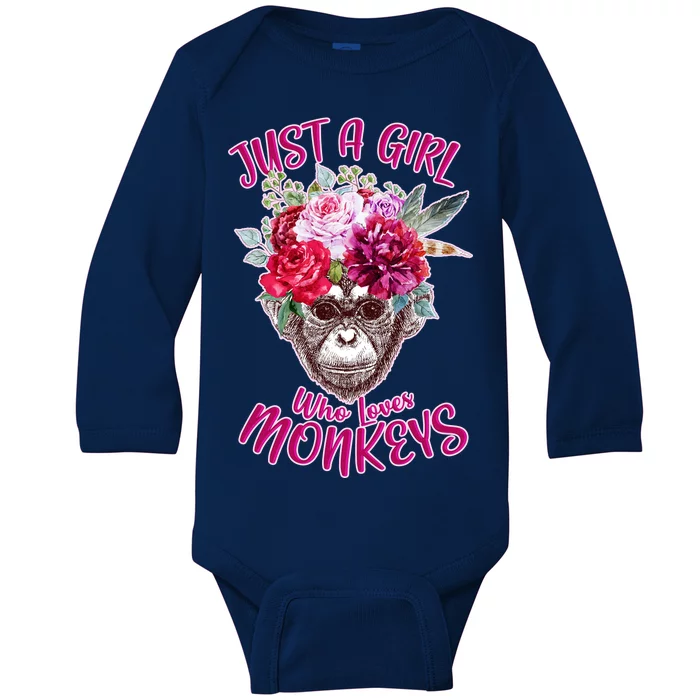 Just A Girl Who Loves Monkeys Cute Baby Long Sleeve Bodysuit