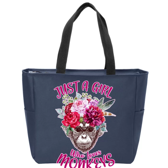 Just A Girl Who Loves Monkeys Cute Zip Tote Bag