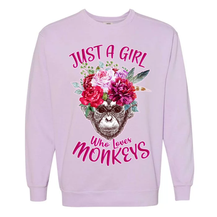 Just A Girl Who Loves Monkeys Cute Garment-Dyed Sweatshirt