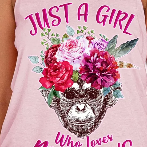 Just A Girl Who Loves Monkeys Cute Women's Knotted Racerback Tank