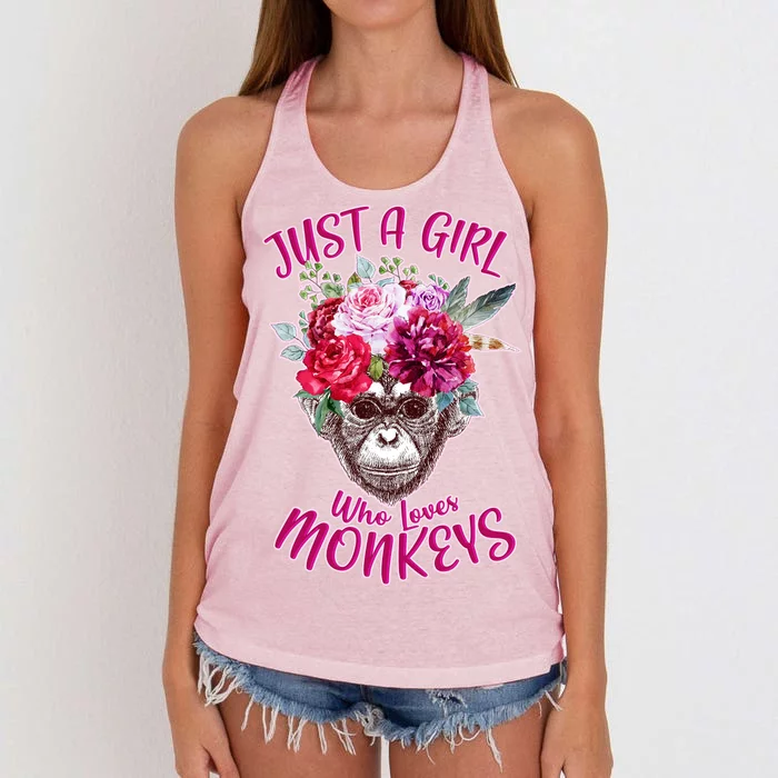 Just A Girl Who Loves Monkeys Cute Women's Knotted Racerback Tank