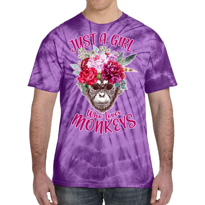 Just A Girl Who Loves Monkeys Cute Tie-Dye T-Shirt