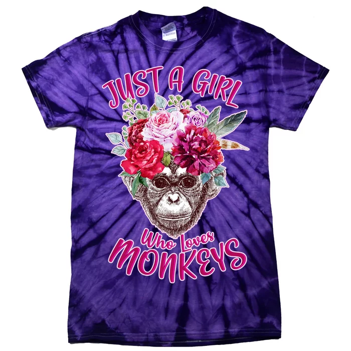 Just A Girl Who Loves Monkeys Cute Tie-Dye T-Shirt