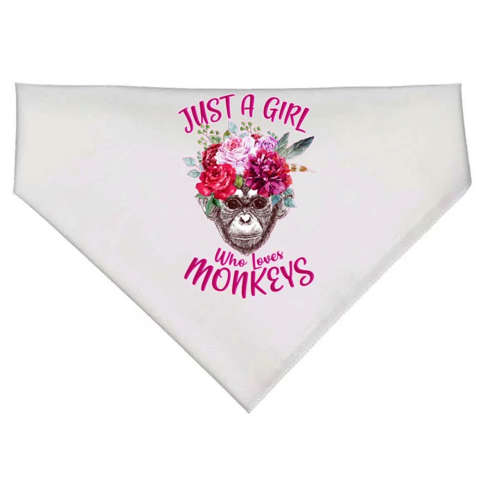 Just A Girl Who Loves Monkeys Cute USA-Made Doggie Bandana