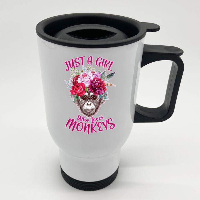 Just A Girl Who Loves Monkeys Cute Front & Back Stainless Steel Travel Mug