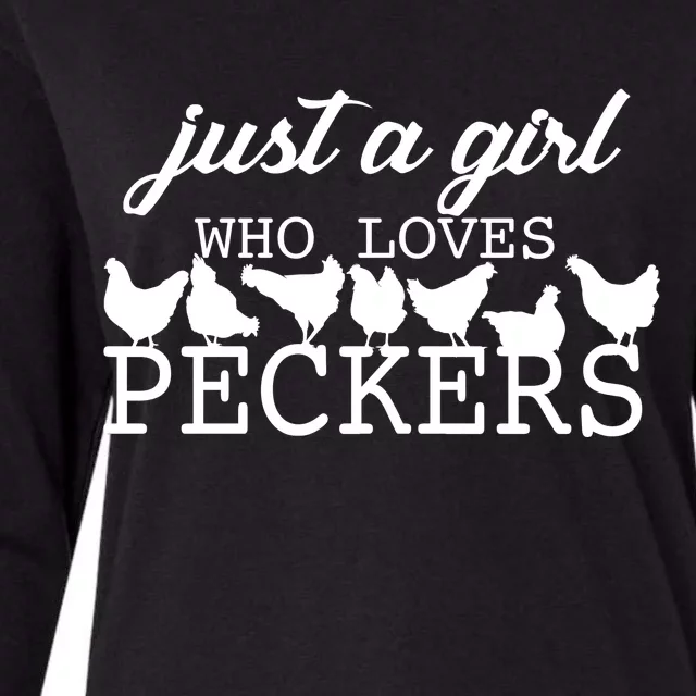 Just A Girl Who Loves Peckers Womens Cotton Relaxed Long Sleeve T-Shirt