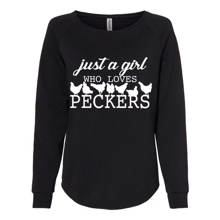 Just A Girl Who Loves Peckers Womens California Wash Sweatshirt