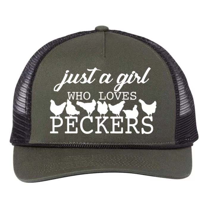 Just A Girl Who Loves Peckers Retro Rope Trucker Hat Cap