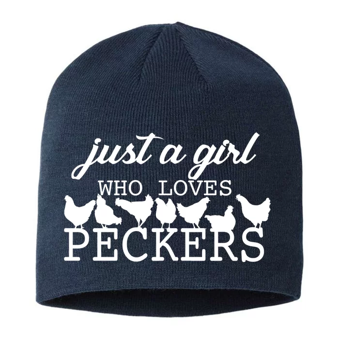 Just A Girl Who Loves Peckers 8 1/2in Sustainable Knit Beanie