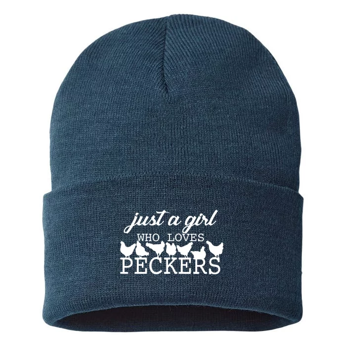 Just A Girl Who Loves Peckers Sustainable Knit Beanie