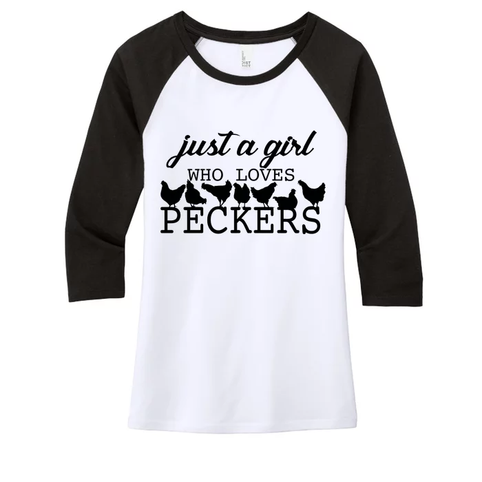 Just A Girl Who Loves Peckers Women's Tri-Blend 3/4-Sleeve Raglan Shirt