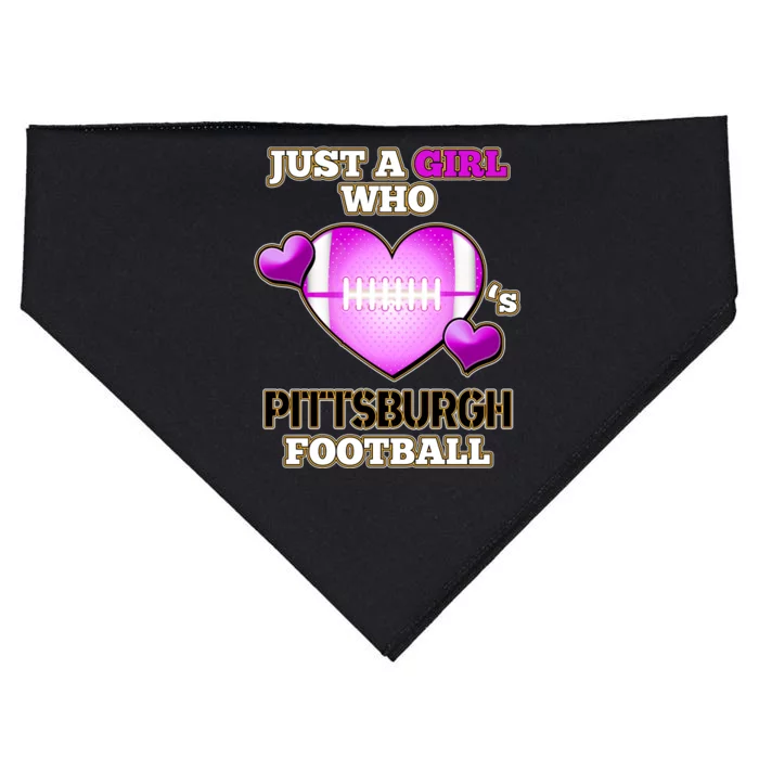 Just A Girl Who Loves Pittsburg Football USA-Made Doggie Bandana