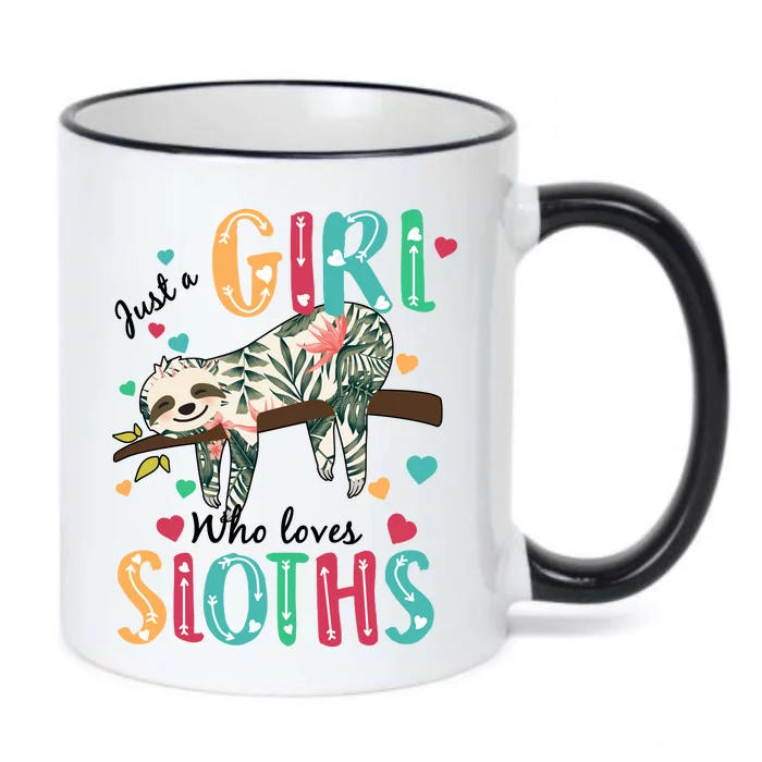 Just A Girl Who Loves Sloths Black Color Changing Mug