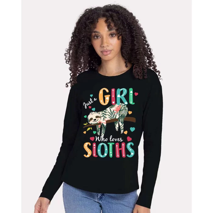 Just A Girl Who Loves Sloths Womens Cotton Relaxed Long Sleeve T-Shirt