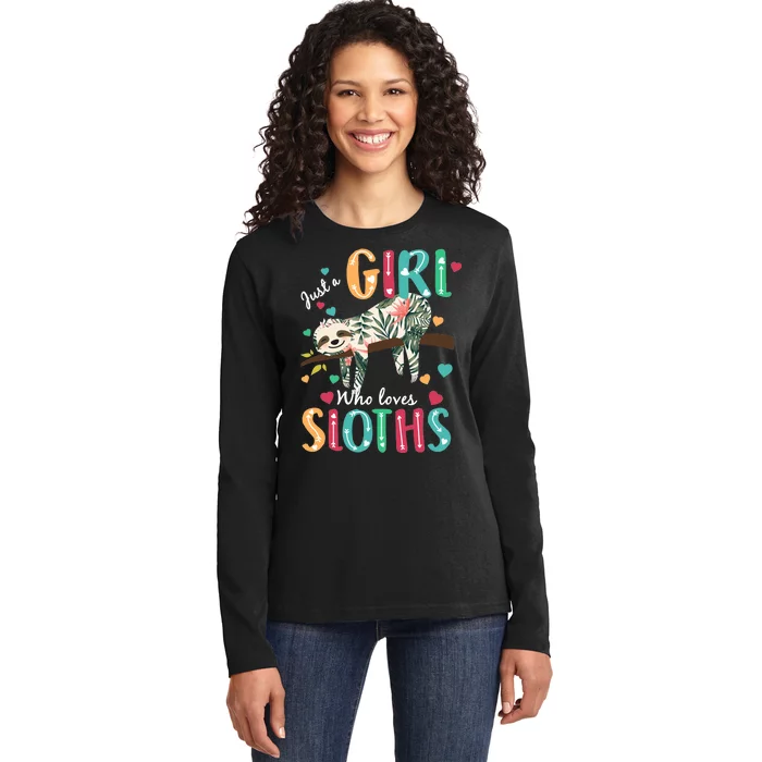 Just A Girl Who Loves Sloths Ladies Long Sleeve Shirt