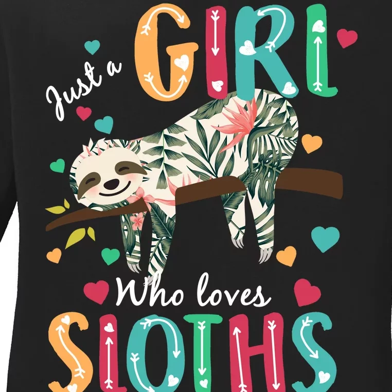 Just A Girl Who Loves Sloths Ladies Long Sleeve Shirt