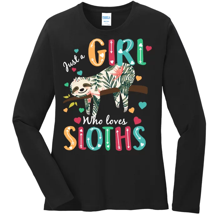 Just A Girl Who Loves Sloths Ladies Long Sleeve Shirt