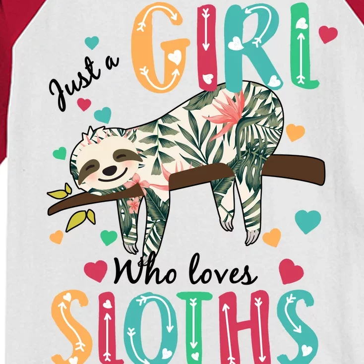 Just A Girl Who Loves Sloths Kids Colorblock Raglan Jersey