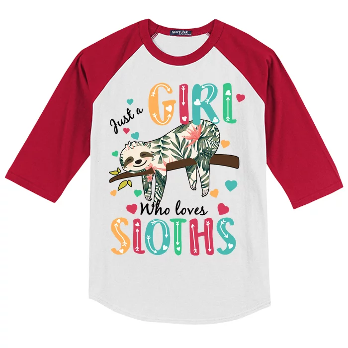 Just A Girl Who Loves Sloths Kids Colorblock Raglan Jersey