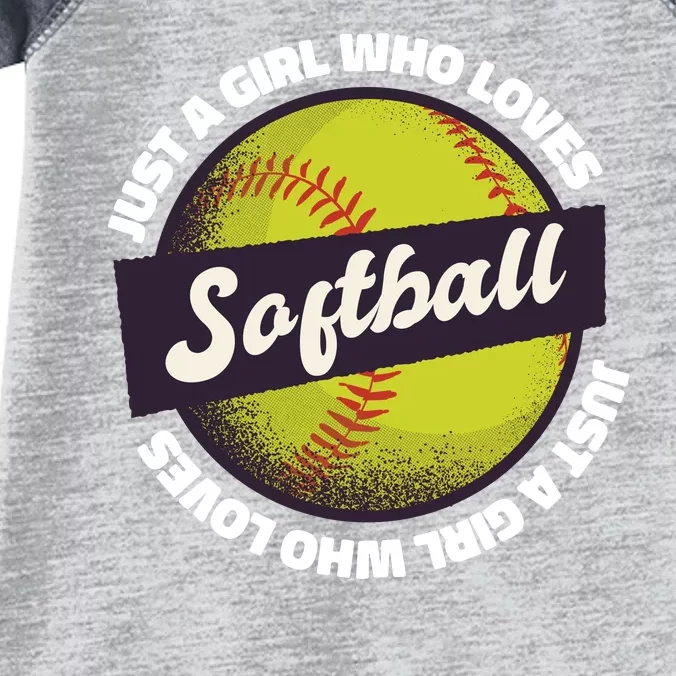 Just A Girl Who Loves Softball Infant Baby Jersey Bodysuit