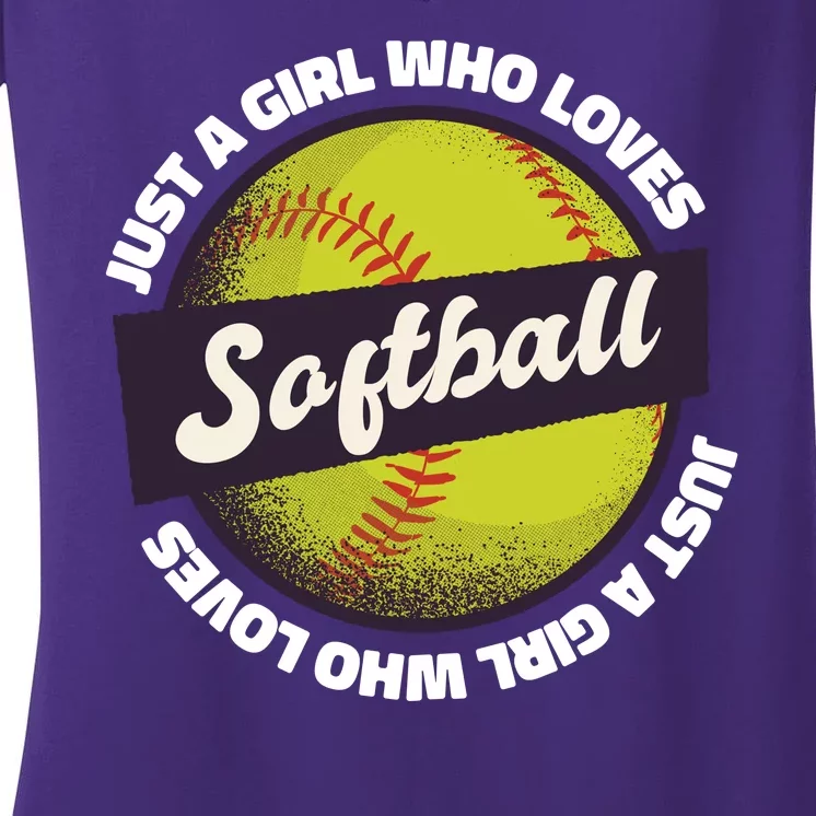 Just A Girl Who Loves Softball Women's V-Neck T-Shirt