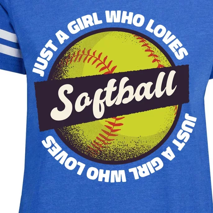 Just A Girl Who Loves Softball Enza Ladies Jersey Football T-Shirt