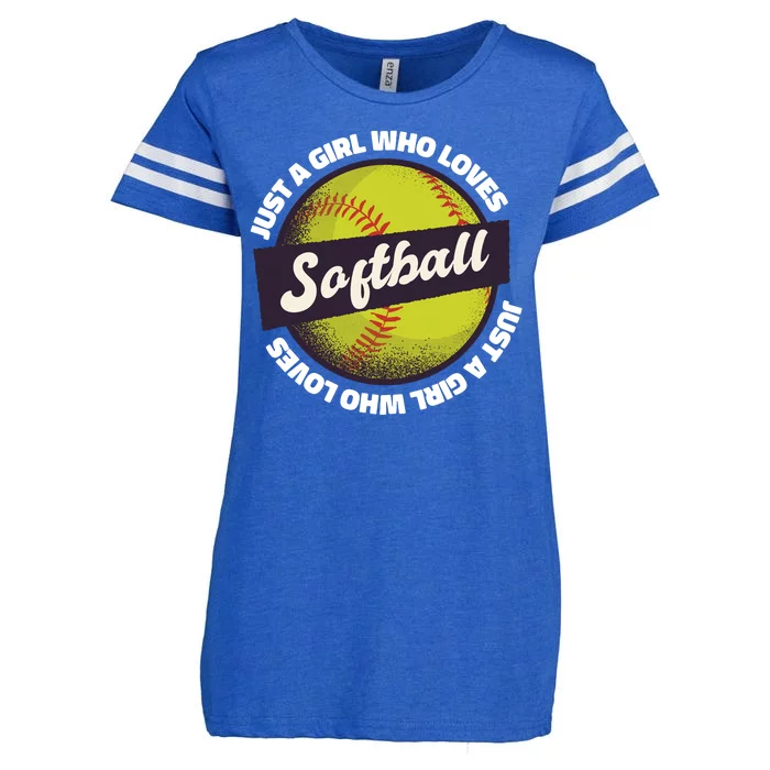 Just A Girl Who Loves Softball Enza Ladies Jersey Football T-Shirt