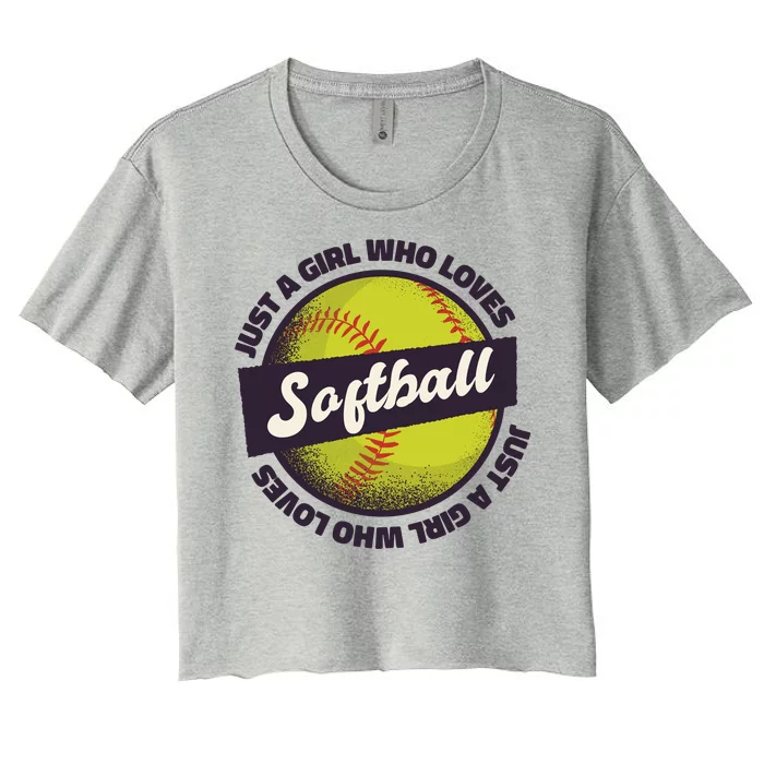 Just A Girl Who Loves Softball Women's Crop Top Tee