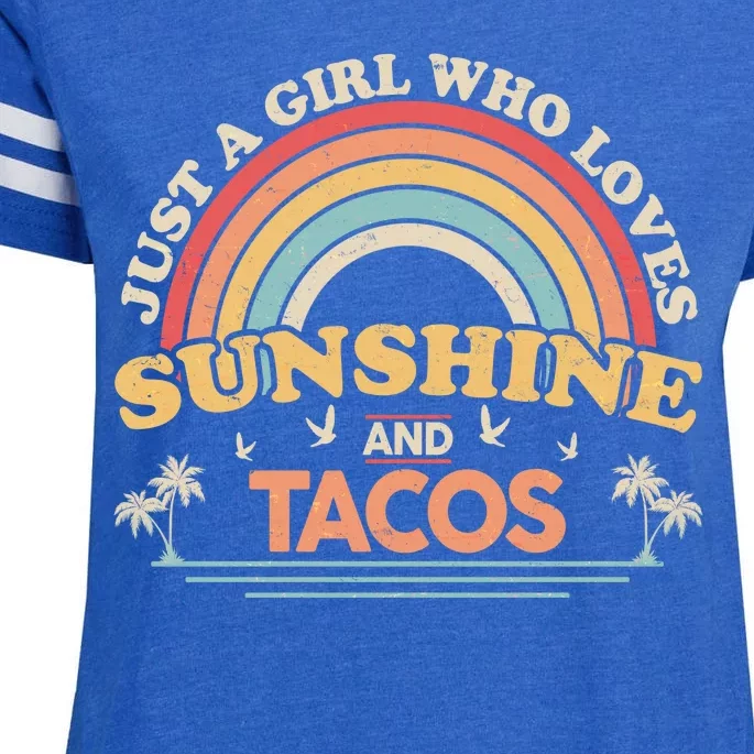 Just A Girl Who Loves Sunshine And Tacos Enza Ladies Jersey Football T-Shirt