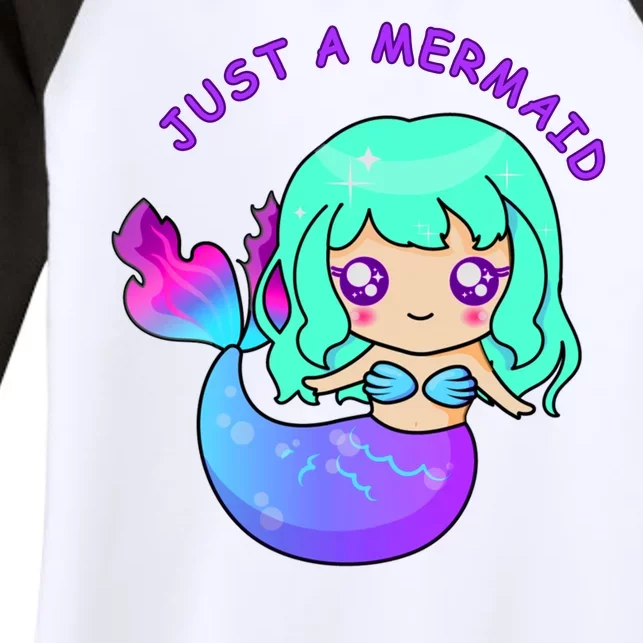 Just A Mermaid Women's Tri-Blend 3/4-Sleeve Raglan Shirt