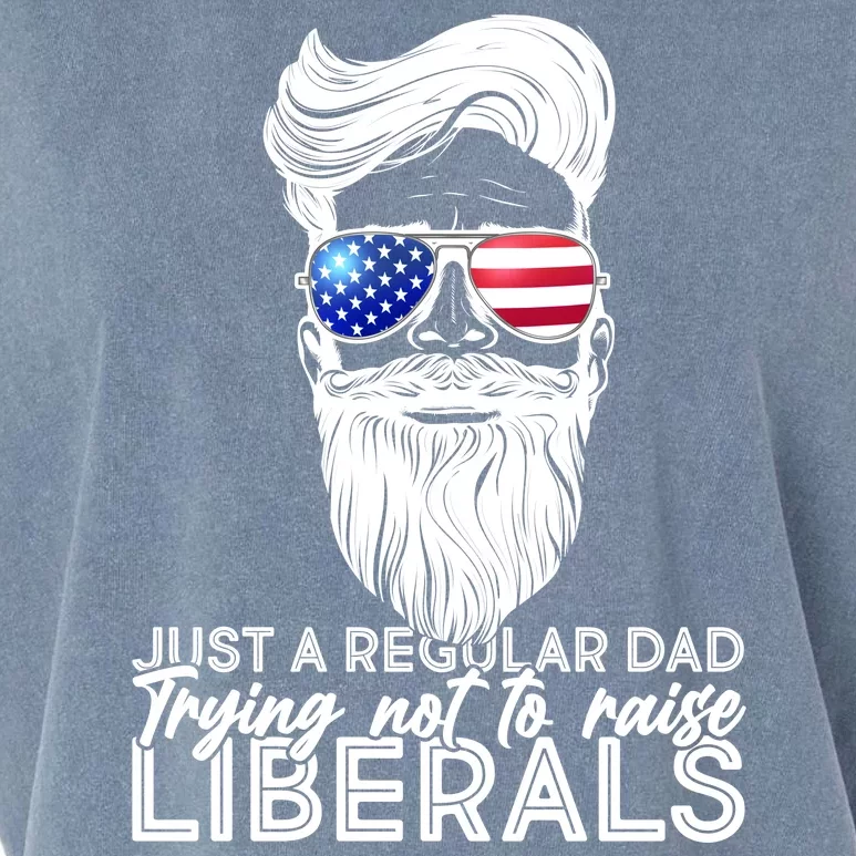 Just A Regular Dad Trying Not To Raise Liberals Hipster Dad Garment-Dyed Women's Muscle Tee