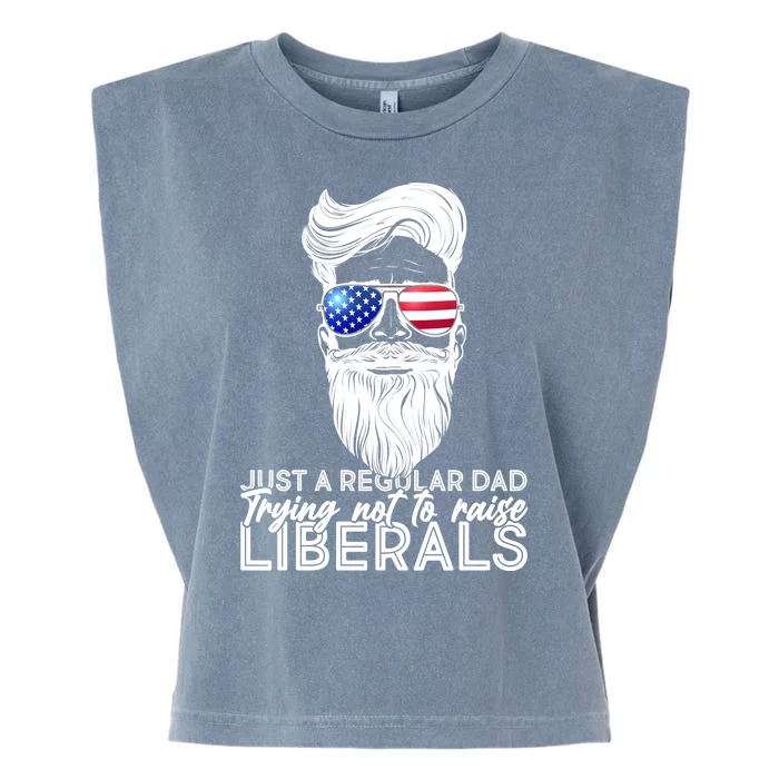 Just A Regular Dad Trying Not To Raise Liberals Hipster Dad Garment-Dyed Women's Muscle Tee