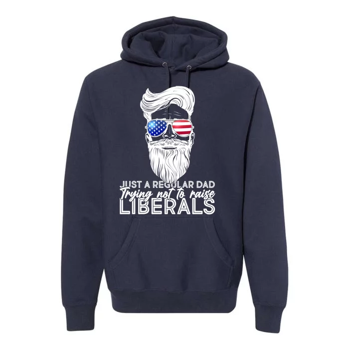 Just A Regular Dad Trying Not To Raise Liberals Hipster Dad Premium Hoodie