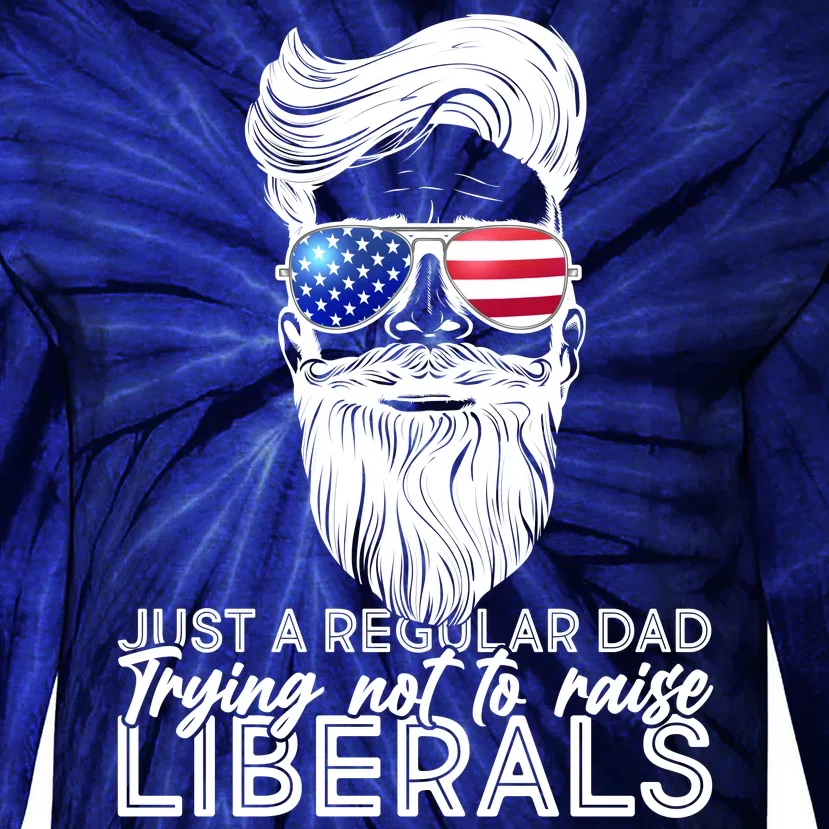 Just A Regular Dad Trying Not To Raise Liberals Hipster Dad Tie-Dye Long Sleeve Shirt