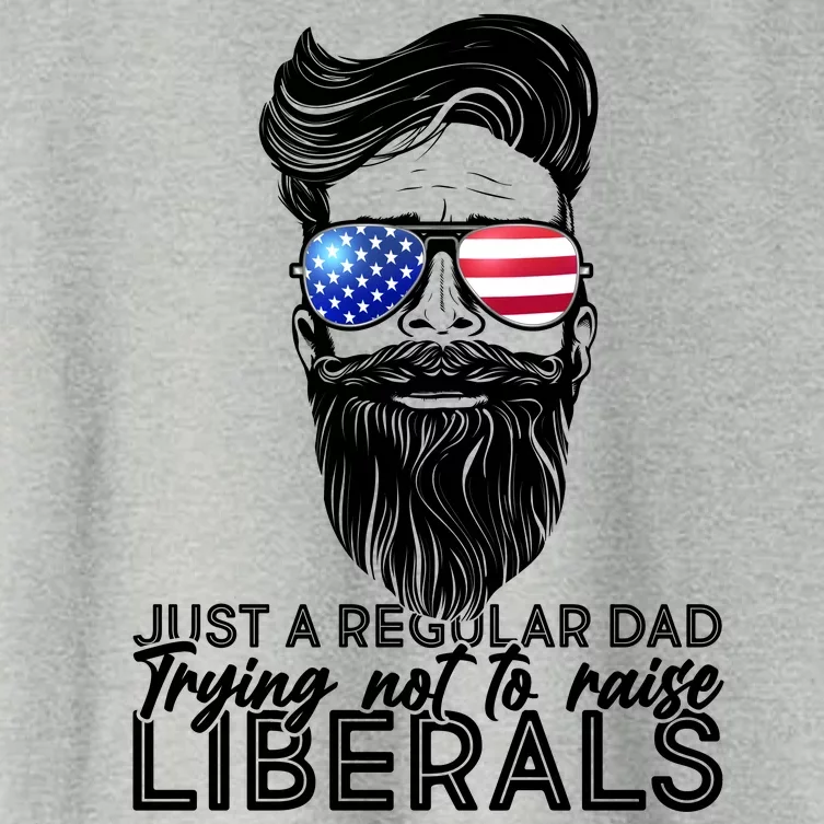 Just A Regular Dad Trying Not To Raise Liberals Hipster Dad Women's Crop Top Tee